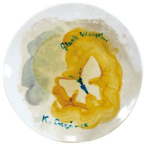 Onchi Koshiro / Hand Painted Decorative Plate : Gluckwunsch