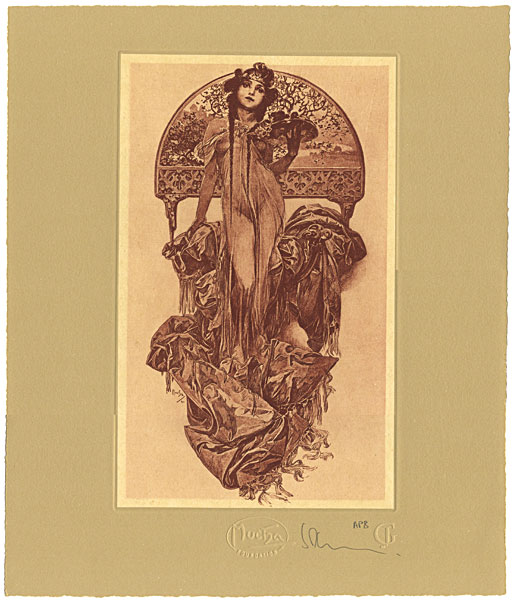 アルフォンス・ミュシャ「Woman Carrying Bowl of Fruit」