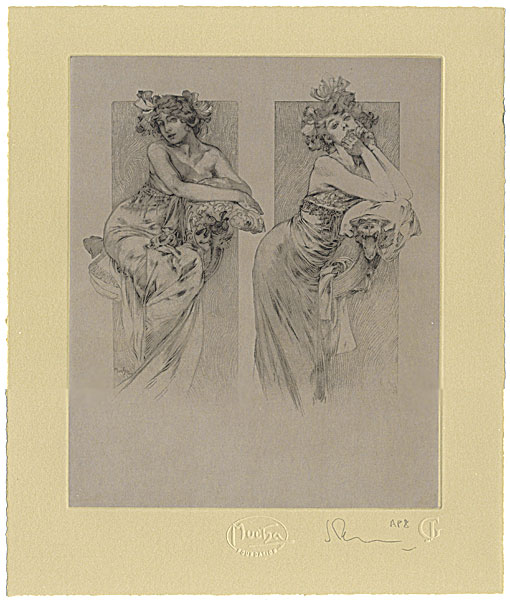 アルフォンス・ミュシャ「Two Woman Panel」