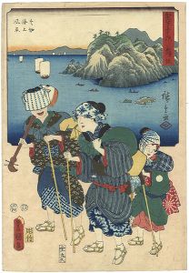 広重初代 豊国三代「雙筆五十三次 舞坂」
