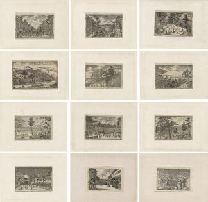 岡田春灯斎 橋本澄月　他「玄々堂派銅版画名所絵 十二図」