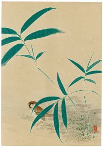 川面義雄（根来莱山）「雀（仮題）」