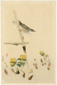 福田翠光「鶯と福寿草」