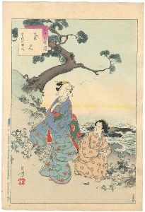 三十六佳撰　菊見　寛保頃婦人