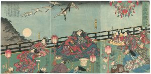 国芳「美盾八競　高殿落雁」