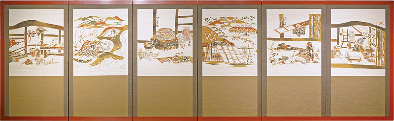 芹沢銈介「型染屏風　小川紙漉」