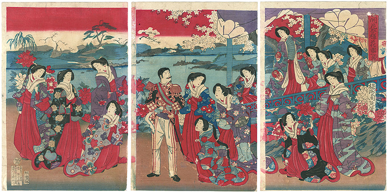 Chikanobu “開花今様花園之図”