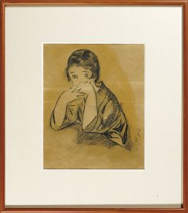 竹久夢二「自筆画稿　頬杖をつく女（仮題）」