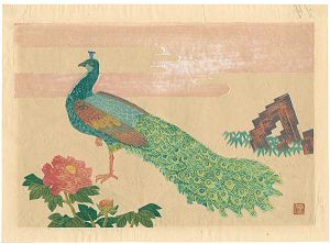 平塚運一「大東京新景版画集　孔雀」