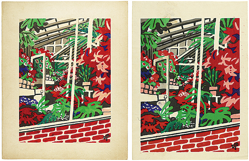 川西英「自筆原画・版画　花壇」