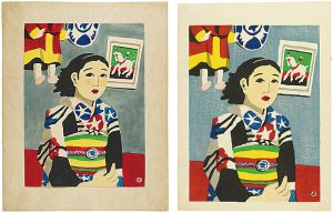 自筆原画・版画　女給