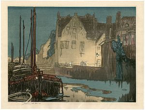 Frank Brangwyn / Bruges at Night (Bridge of the Predikheren)