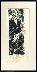 Munakata Shiko / Self-Portrait with a Wild Aster