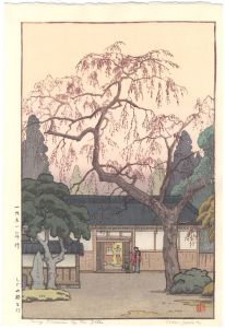 吉田遠志「しだれ桜と門」