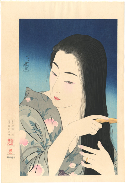 鳥居言人「髪梳き」