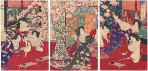 芳年「宦女桜筵連歌ノ図」