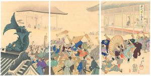 周延「千代田之御表　御大札之節町人御能拝見」