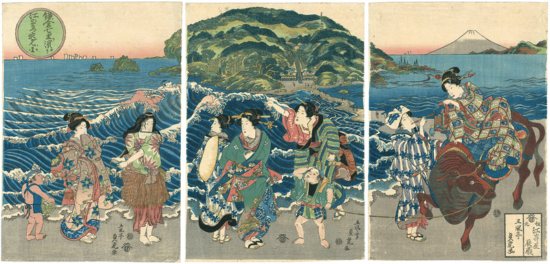 貞虎「鎌倉七里ヶ濱ヨリ江の嶋遠見ノ図」