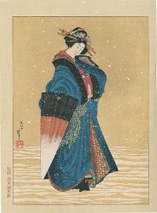 Beauty with Umbrella in the Snow【Reproduction】