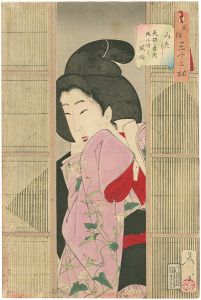 Yoshitoshi / 32 Aspects of Women / Looking Inquisitive : The Appearance of a Maid in the Tempo Era [風俗三十二相　みたさう　天保年間　御小性之風俗]