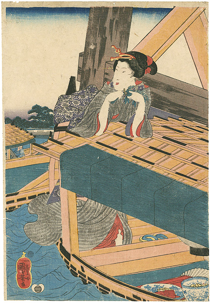 国芳「四季遊観　夏　橋間のすずみ　※右図のみ」