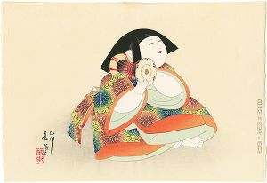 西沢笛畝「御所人形　菊童子鼓打」