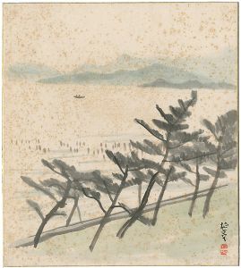 石井柏亭「自筆画色紙  」