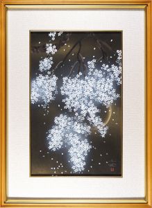 中島千波「春瀧枝垂桜」