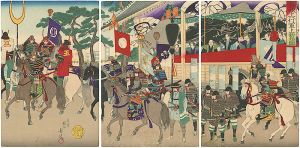 Chikanobu / Imperial Inspection of Military March at Fukiage [於吹上行軍上覧図]