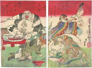 芳年「七福神酒宴之図」