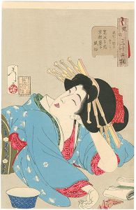 Yoshitoshi / Thirty-Two Aspects of Women / Loose: The appearance of a Kyoto geisha in Kansei era [風俗三十二相　しだらなさそう　寛政年間京都芸子風俗]