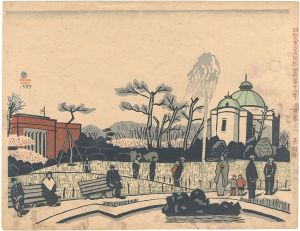 Koizumi Kishio / 100 Views of Great Tokyo in the Showa Era / Museums in Spring, Ueno (#90)