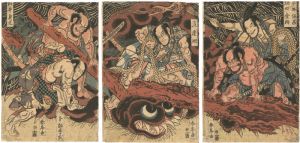春亭「頼光四天王土蜘蛛退治之図」