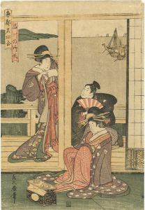 月麿「東都名所合　品川の御帆」