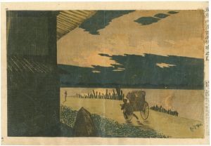 清親「東京両国百本杭暁之図」