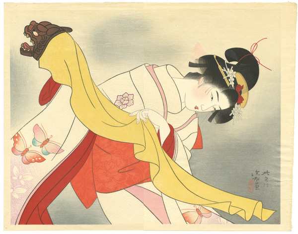 伊東深水「鏡獅子」