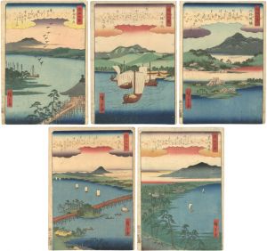 近江八景　堅田落雁　粟津晴嵐　三井晩鐘　瀬田夕照　矢橋帰帆 