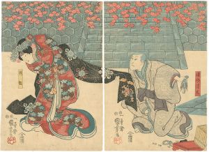 Kuniyoshi / Kabuki print / Kamakura-yama Sakura no Gosho Zome [鎌倉山桜御所染]