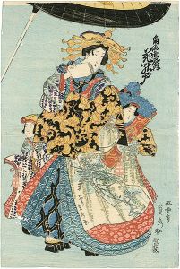 貞秀「角海老屋内　花の戸」