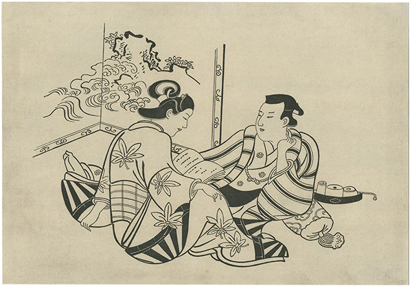 Torii Kiyonobu “Woman and Man Reading a Book【Reproduction】”