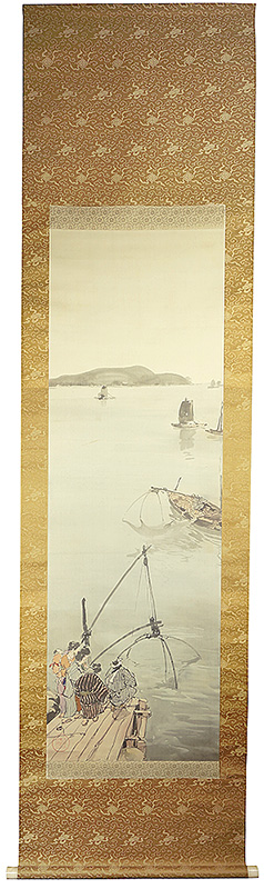 吉田博「肉筆画幅　宇和島港頭之初春 白魚取りの図（仮題）」
