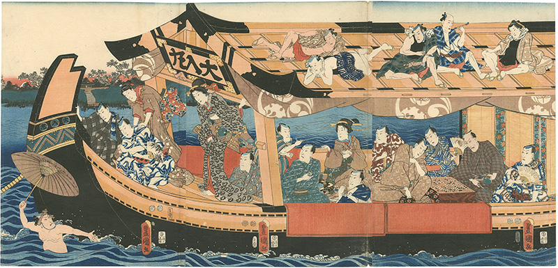 豊国三代「隅田川夕涼みの図（仮題）」