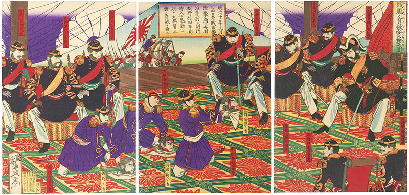 進斎「賊魁ノ首級実験之図」