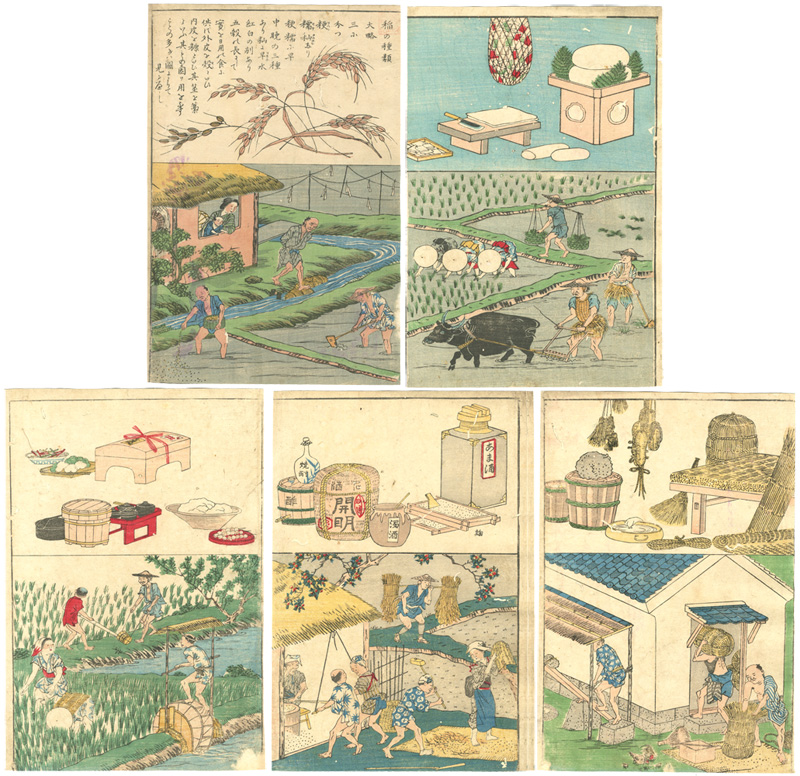 国輝二代「文部省発行教育錦絵 : 衣喰住之内家職幼絵解之図　稲」