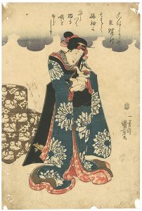 国芳「美人と猫（仮題）」
