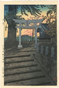 笠松紫浪「夕空　日暮里諏訪神社」