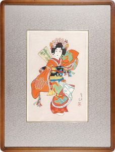 名取春仙「四世中村富十郎　羽子のかむろ」