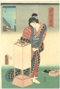 Toyokuni III, Kunihisa / Famous Places in Edo Compared with One Hundred Beauties / Senju [江戸名所百人美女　千住]