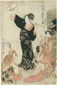 Utamaro / Seven Imaginary Chinese Creatures (Shojo) in a Drunken State [七人猩々酩酊之図]