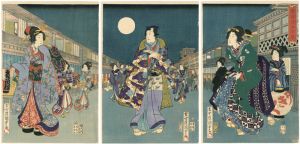 Kunisada II / A Moonlit Evening in the Theater District [猿若月の夕栄]